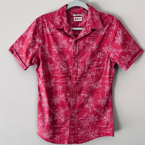 Haggar Other - Men’s Haggar Hawaiian Shirt Short Sleeve Button Stretch Pocket Floral Red Size M